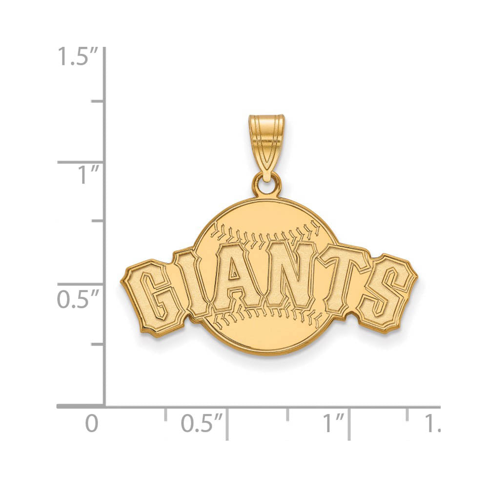 Alternate view of the 14K Yellow Gold MLB San Francisco Giants Script Baseball Large Pendant by The Black Bow Jewelry Co.