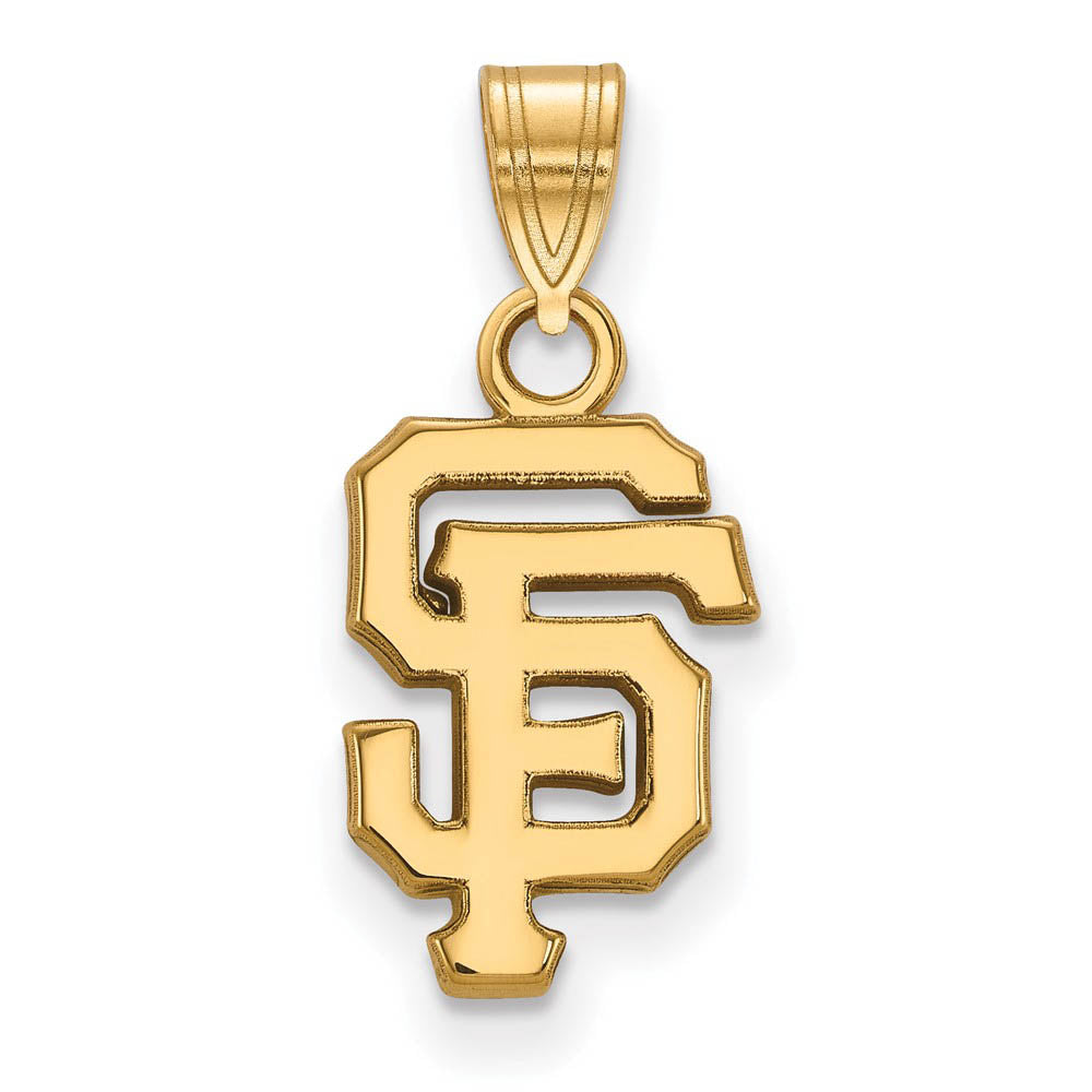 14K Gold Plated Silver MLB San Francisco Giants Small Pendant, Item P32964 by The Black Bow Jewelry Co.