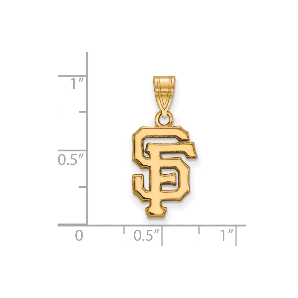 Alternate view of the 14K Gold Plated Silver MLB San Francisco Giants Medium Pendant by The Black Bow Jewelry Co.