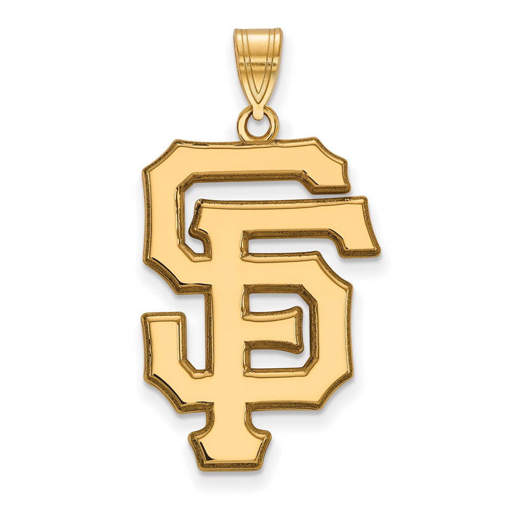 14K Gold Plated Silver MLB San Francisco Giants Extra Large Pendant, Item P32967 by The Black Bow Jewelry Co.