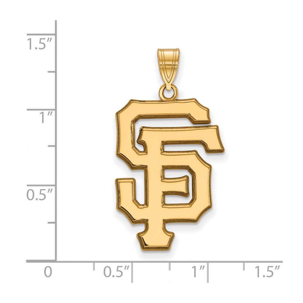 Alternate view of the 14K Gold Plated Silver MLB San Francisco Giants Extra Large Pendant by The Black Bow Jewelry Co.