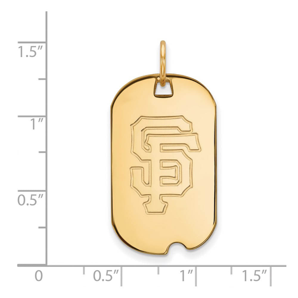 Alternate view of the 14K Gold Plated Silver MLB San Francisco Giants Small Dog Tag Pendant by The Black Bow Jewelry Co.
