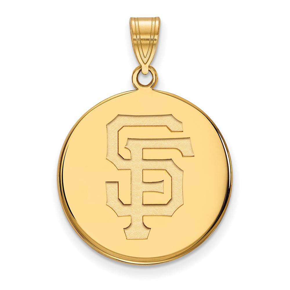14K Gold Plated Silver MLB San Francisco Giants Large Disc Pendant, Item P32971 by The Black Bow Jewelry Co.