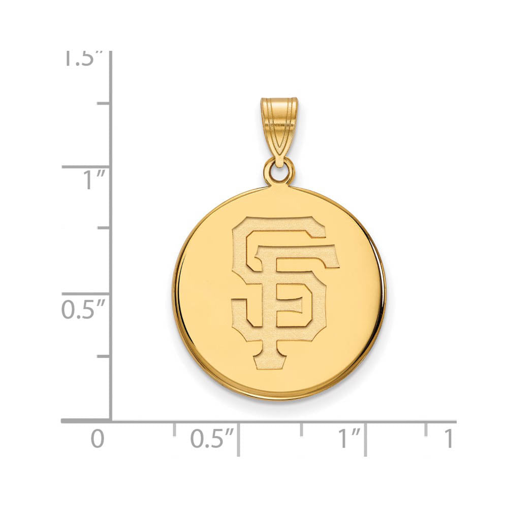 Alternate view of the 14K Gold Plated Silver MLB San Francisco Giants Large Disc Pendant by The Black Bow Jewelry Co.