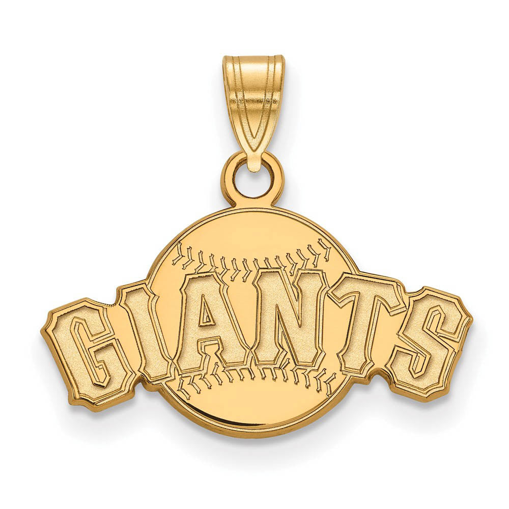 14K Gold Plated Silver MLB San Francisco Giants Script Small Pendant, Item P32973 by The Black Bow Jewelry Co.