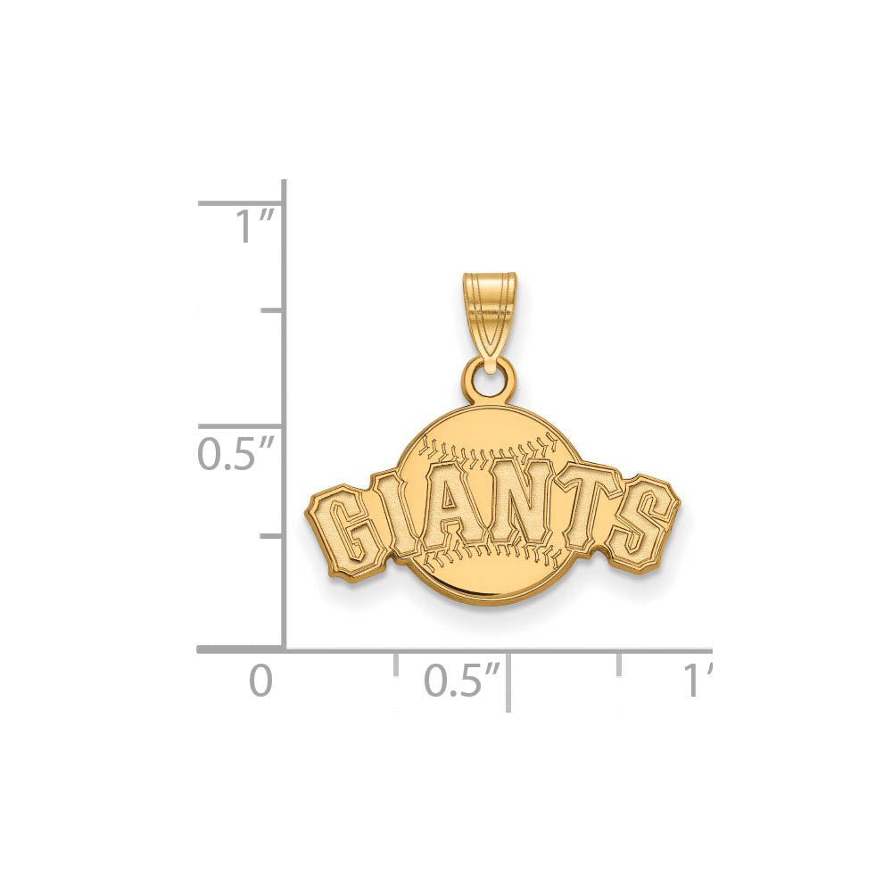 Alternate view of the 14K Gold Plated Silver MLB San Francisco Giants Script Small Pendant by The Black Bow Jewelry Co.