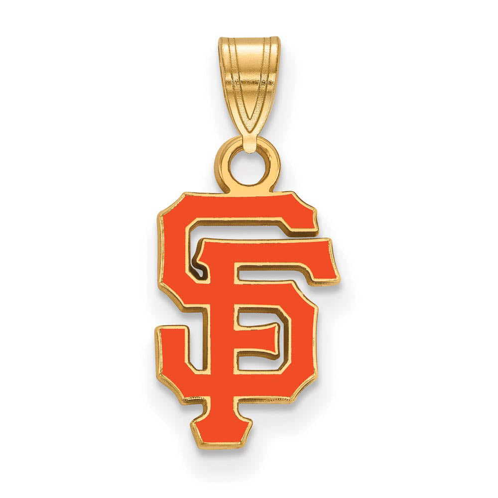 14K Gold Plated Silver MLB San Francisco Giants Small Enamel Pendant, Item P32980 by The Black Bow Jewelry Co.