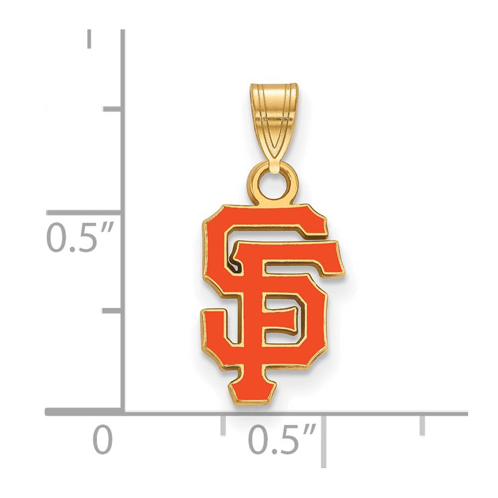Alternate view of the 14K Gold Plated Silver MLB San Francisco Giants Small Enamel Pendant by The Black Bow Jewelry Co.