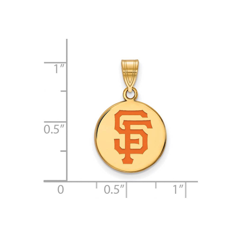Alternate view of the 14K Gold Plated Silver MLB San Francisco Giants MD Enamel Disc Pendant by The Black Bow Jewelry Co.