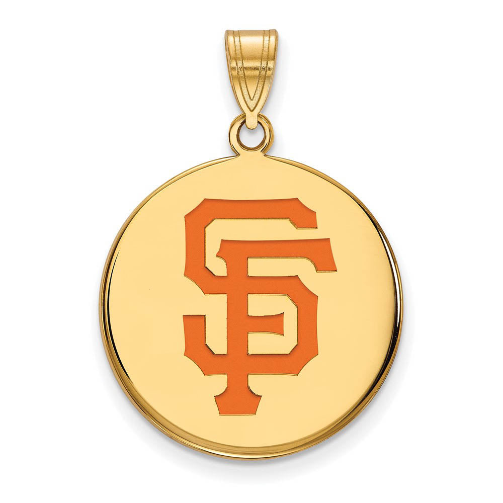 14K Gold Plated Silver MLB San Francisco Giants LG Enamel Disc Pendant, Item P32983 by The Black Bow Jewelry Co.