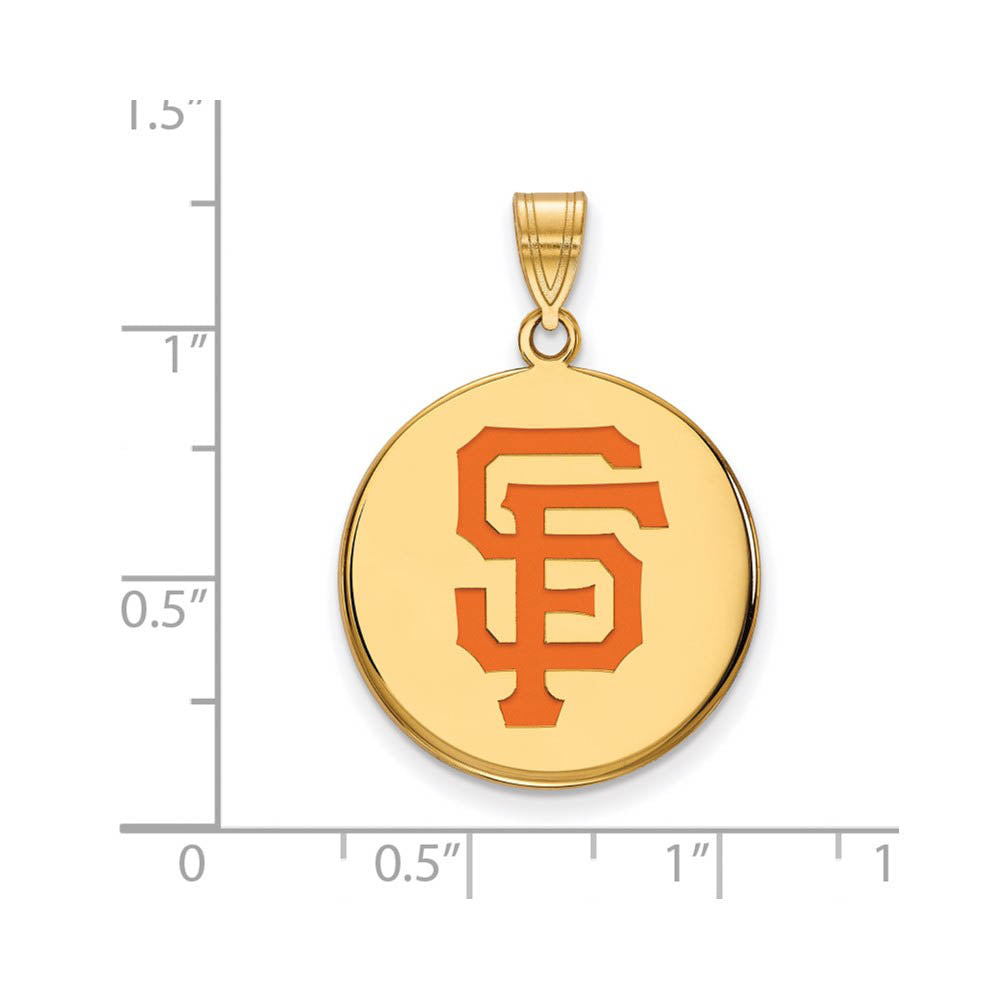 Alternate view of the 14K Gold Plated Silver MLB San Francisco Giants LG Enamel Disc Pendant by The Black Bow Jewelry Co.