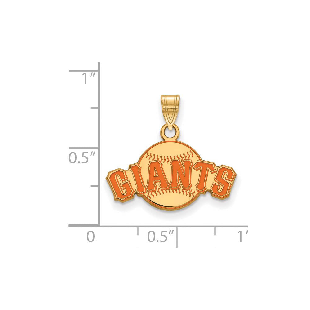Alternate view of the 14K Gold Plated Silver MLB Francisco Giants SM Enamel Script Pendant by The Black Bow Jewelry Co.