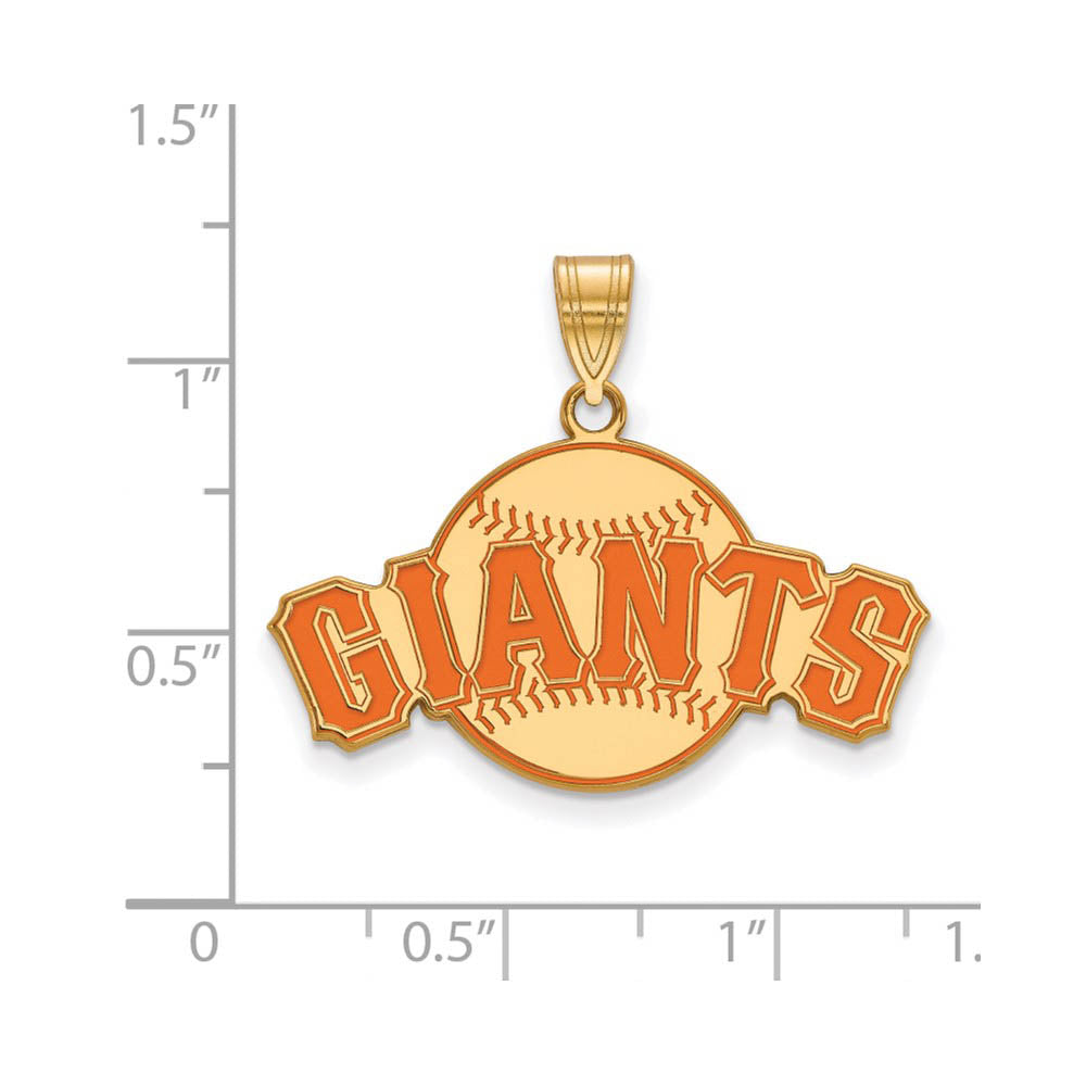 Alternate view of the 14K Gold Plated Silver MLB Francisco Giants LG Enamel Script Pendant by The Black Bow Jewelry Co.