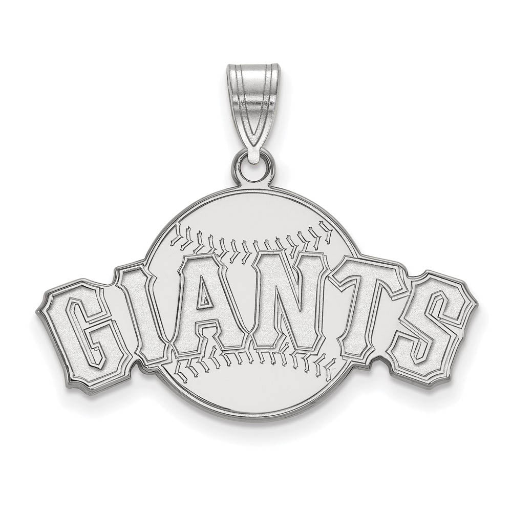 Sterling Silver MLB San Francisco Giants Script Large Pendant, Item P32998 by The Black Bow Jewelry Co.