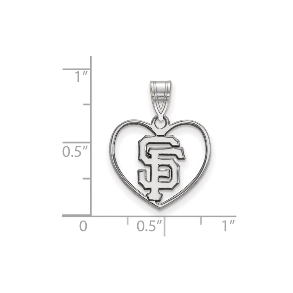 Alternate view of the Sterling Silver MLB San Francisco Giants Medium Heart Pendant by The Black Bow Jewelry Co.