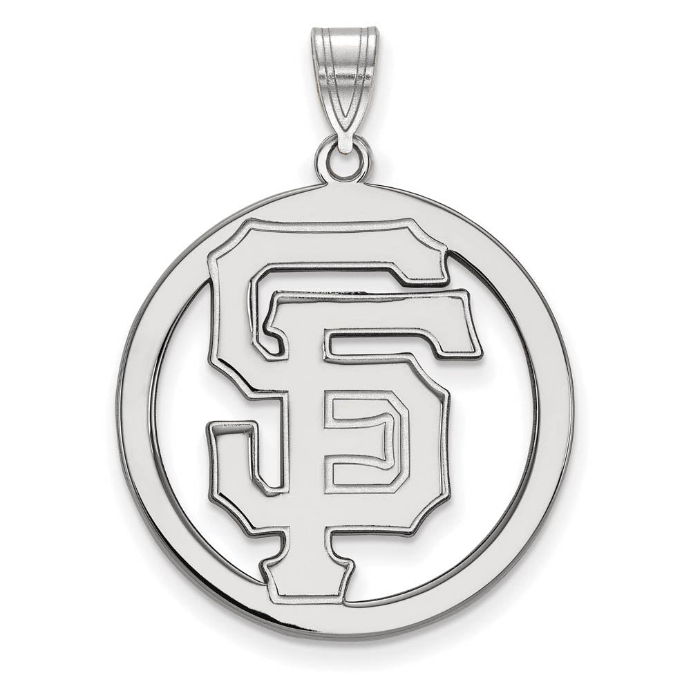 Sterling Silver MLB San Francisco Giants XL Circle Pendant, Item P33002 by The Black Bow Jewelry Co.