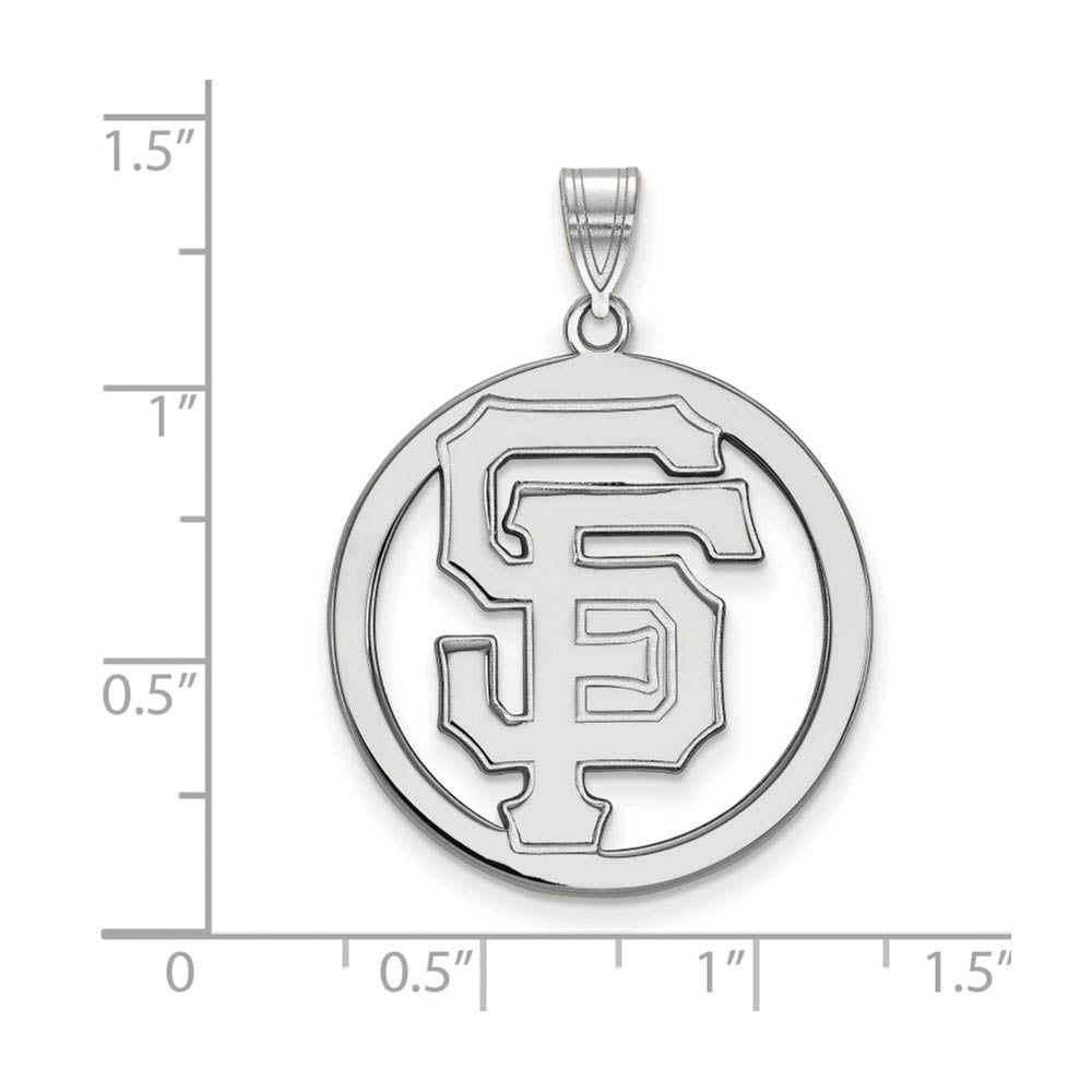 Alternate view of the Sterling Silver MLB San Francisco Giants XL Circle Pendant by The Black Bow Jewelry Co.