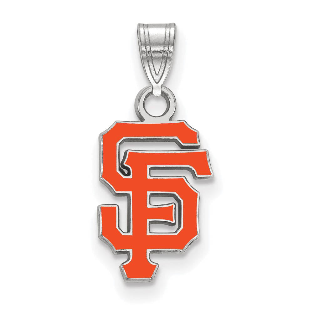 Sterling Silver MLB San Francisco Giants Small Enamel Pendant, Item P33003 by The Black Bow Jewelry Co.