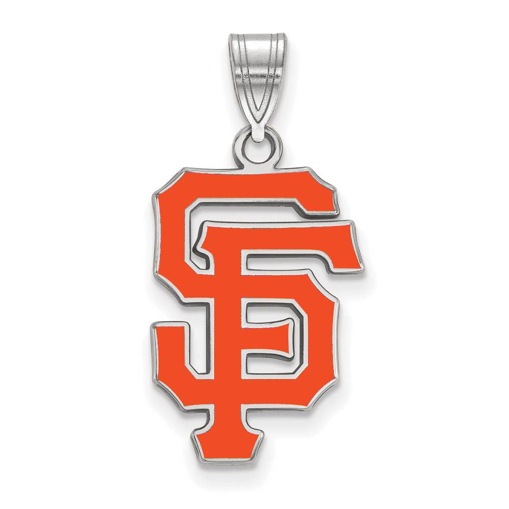 Sterling Silver MLB San Francisco Giants Large Enamel Pendant, Item P33004 by The Black Bow Jewelry Co.