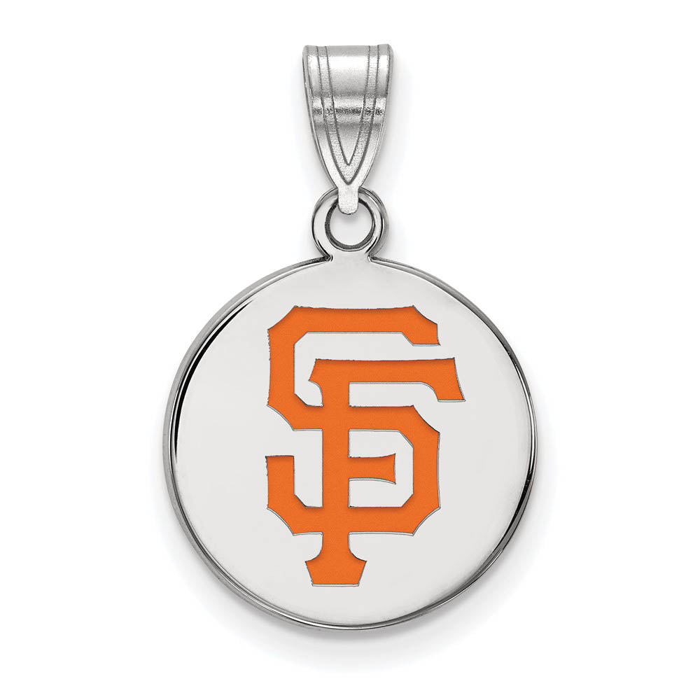 Sterling Silver MLB San Francisco Giants MD Enamel Disc Pendant, Item P33005 by The Black Bow Jewelry Co.