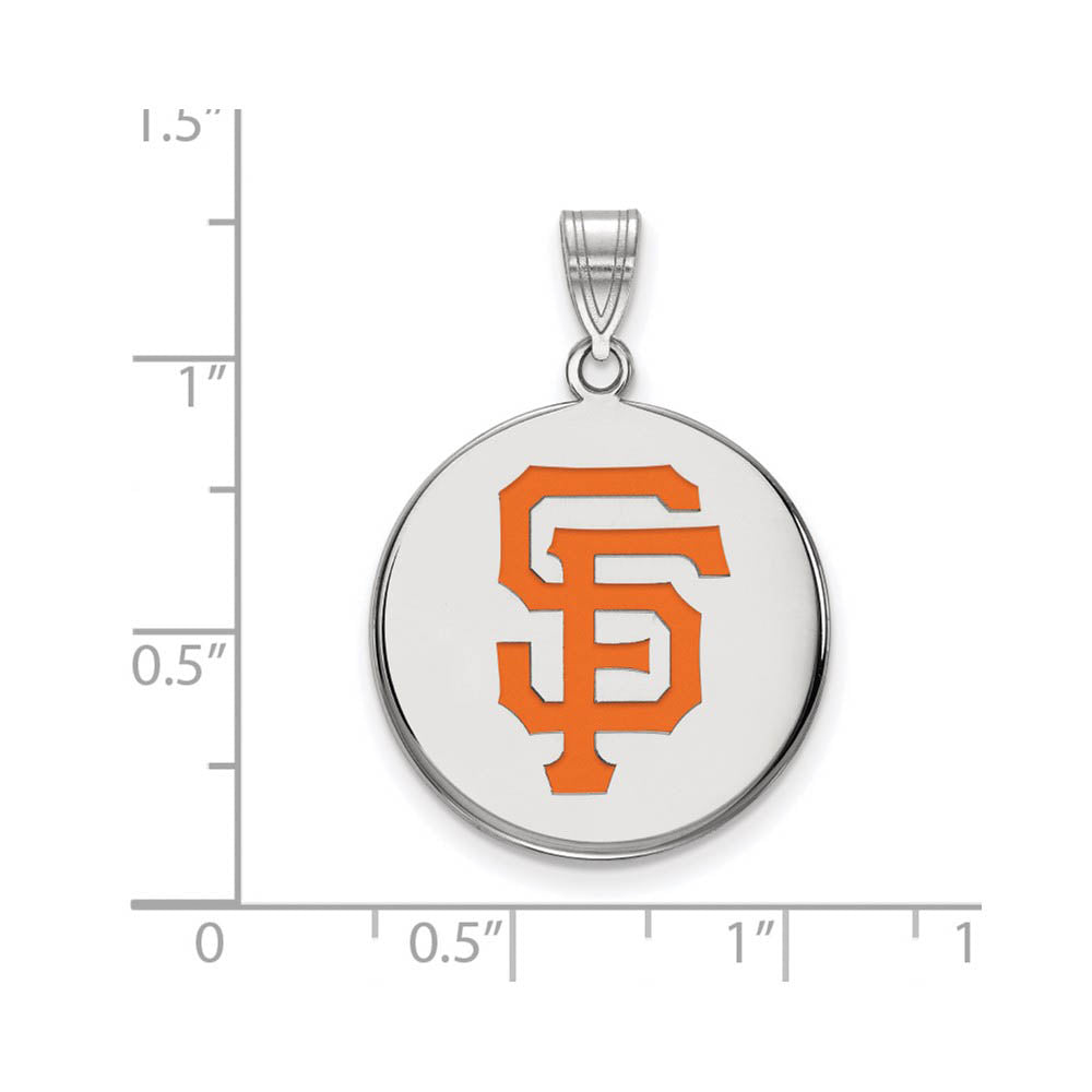 Alternate view of the Sterling Silver MLB San Francisco Giants LG Enamel Disc Pendant by The Black Bow Jewelry Co.