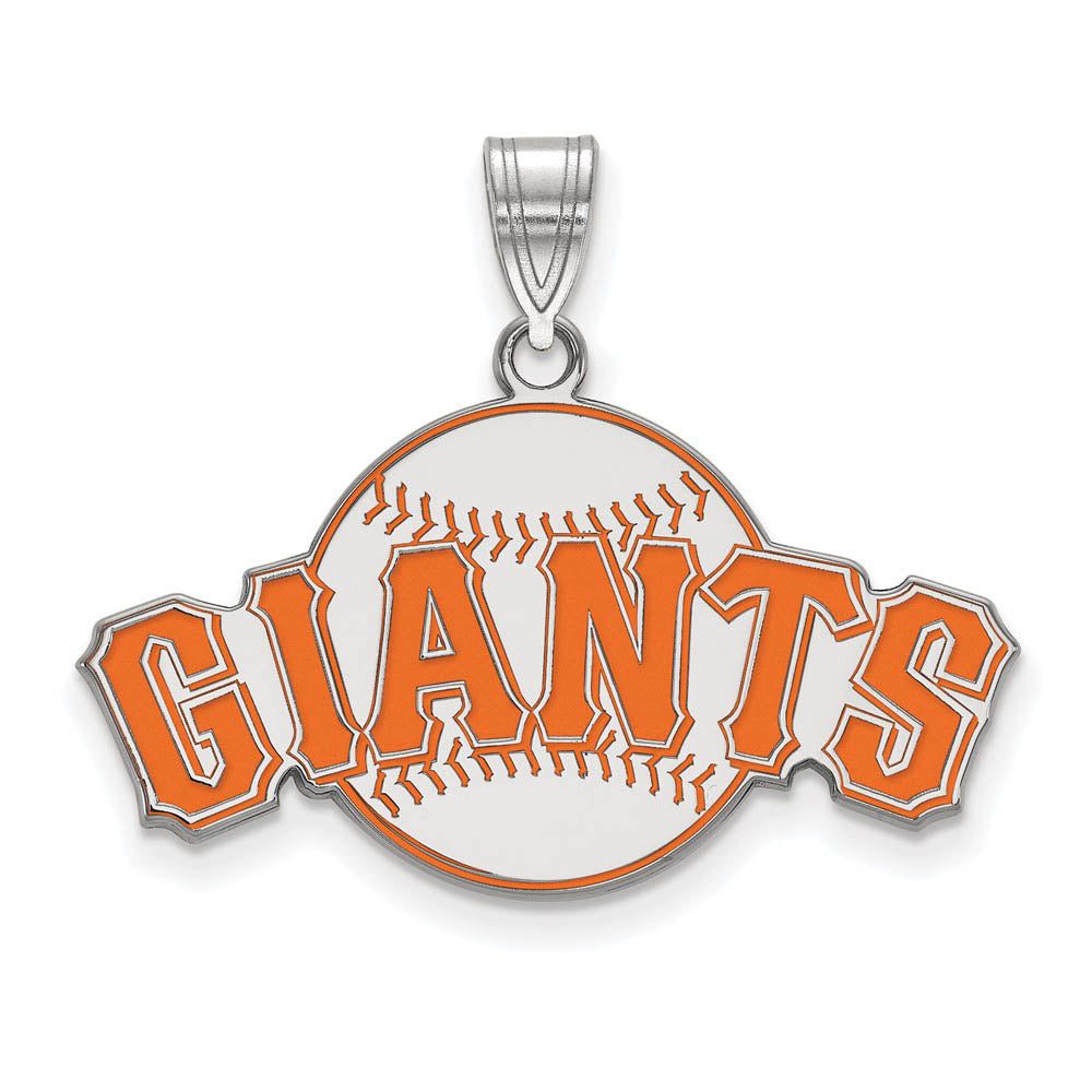 Sterling Silver MLB San Francisco Giants LG Enamel Script Pendant, Item P33008 by The Black Bow Jewelry Co.