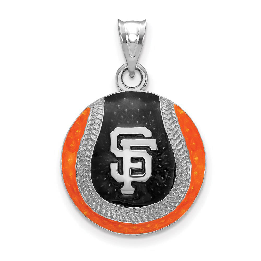 Sterling Silver MLB San Francisco Giants LG Enamel Baseball Pendant, Item P33011 by The Black Bow Jewelry Co.