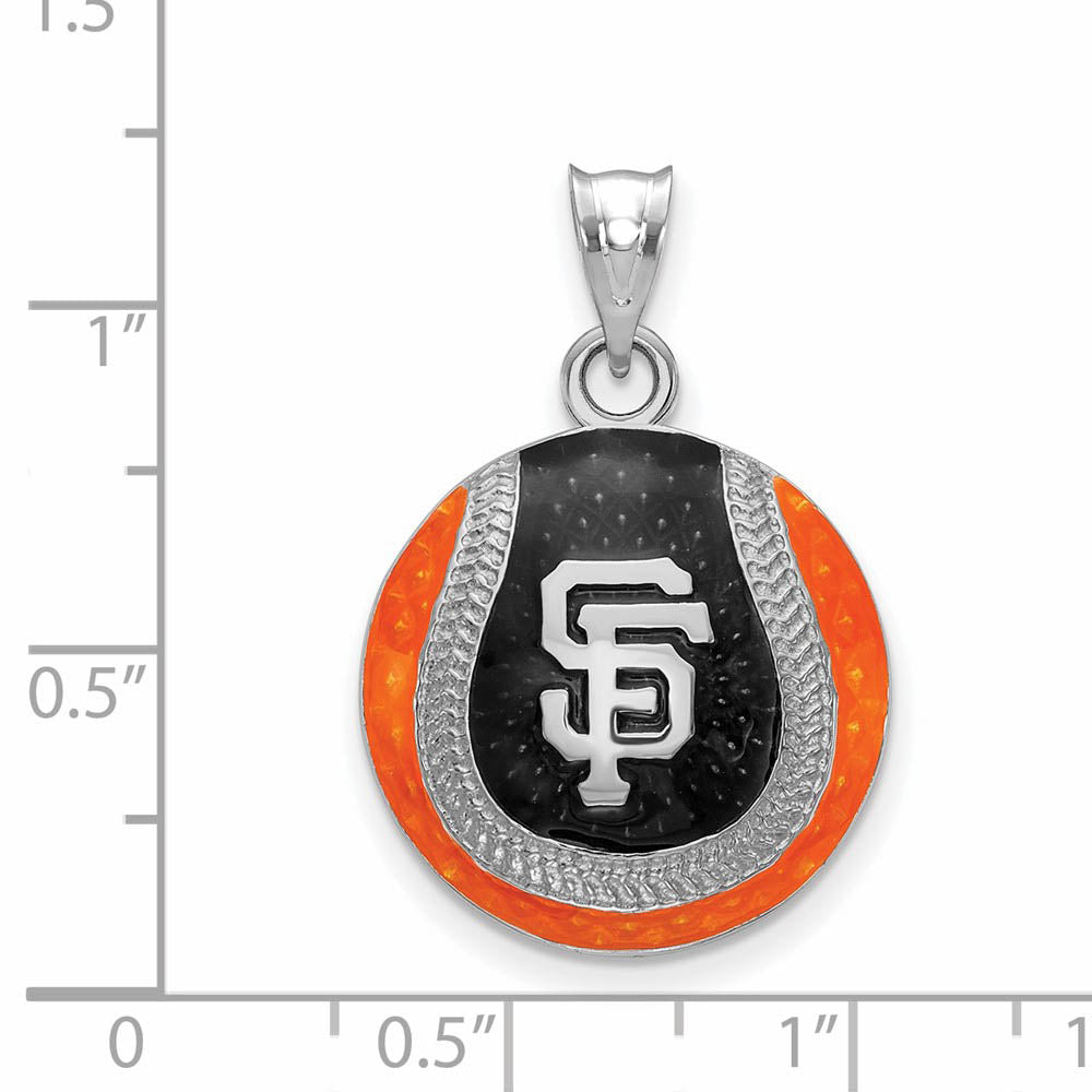 Alternate view of the Sterling Silver MLB San Francisco Giants LG Enamel Baseball Pendant by The Black Bow Jewelry Co.