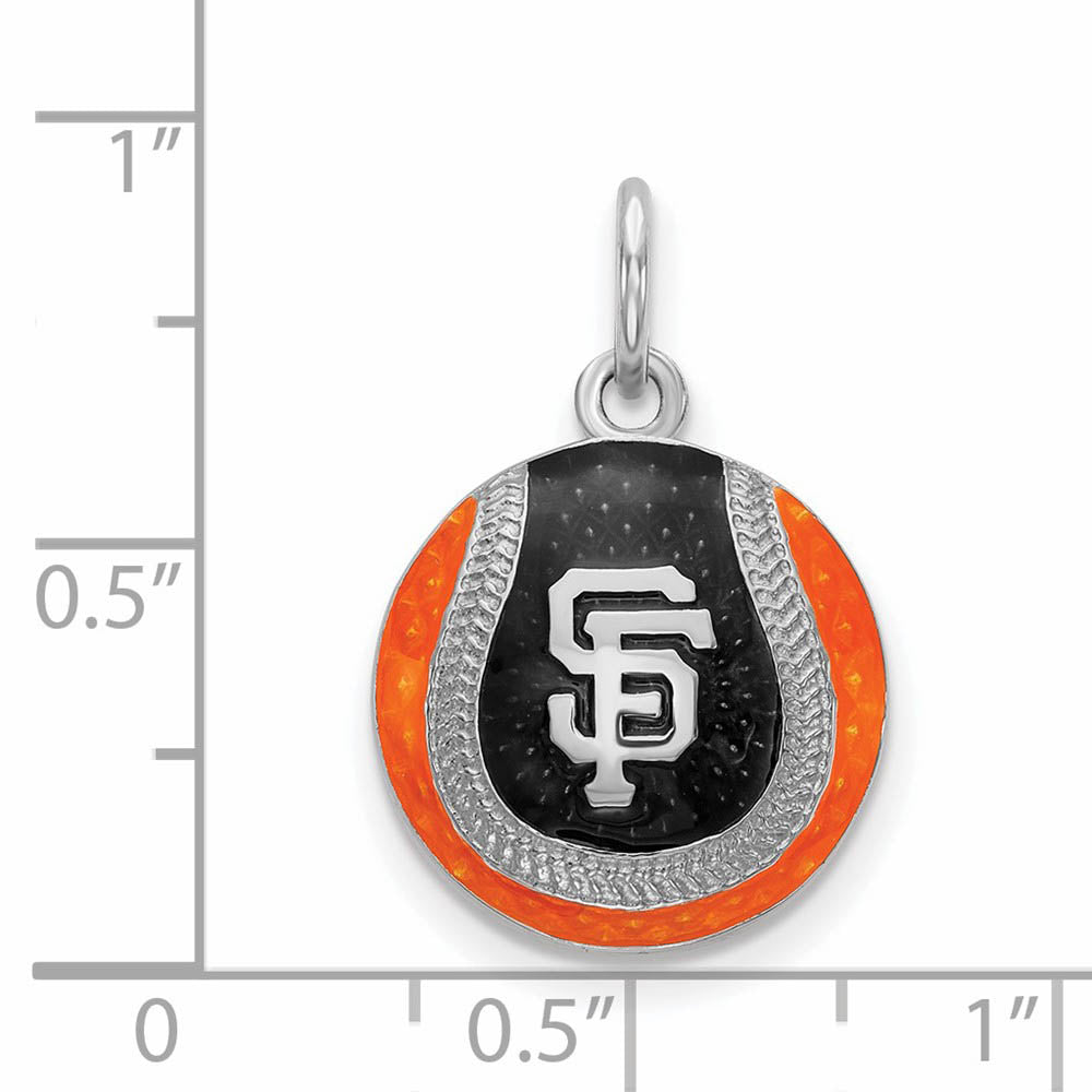 Alternate view of the Sterling Silver MLB San Francisco Giants MD Enamel Baseball Charm by The Black Bow Jewelry Co.