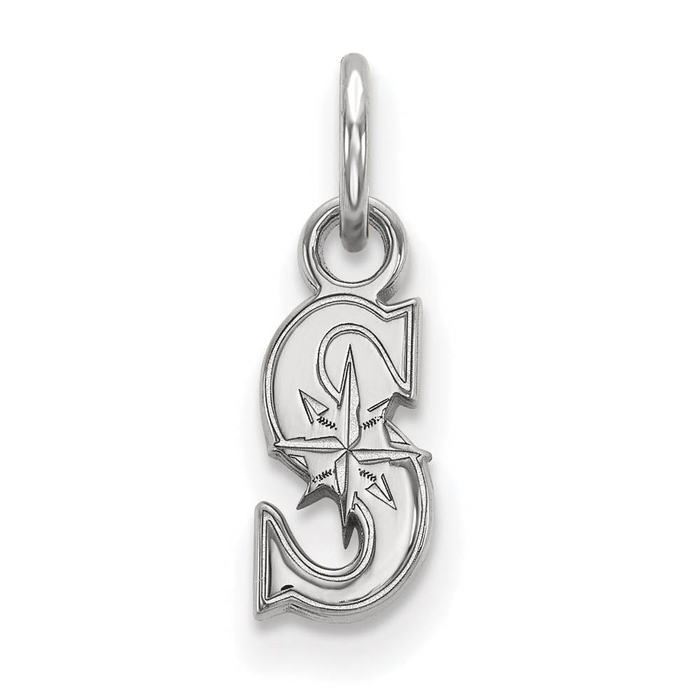 10K White Gold MLB Seattle Mariners XS (Tiny) Letter S Charm, Item P33015 by The Black Bow Jewelry Co.