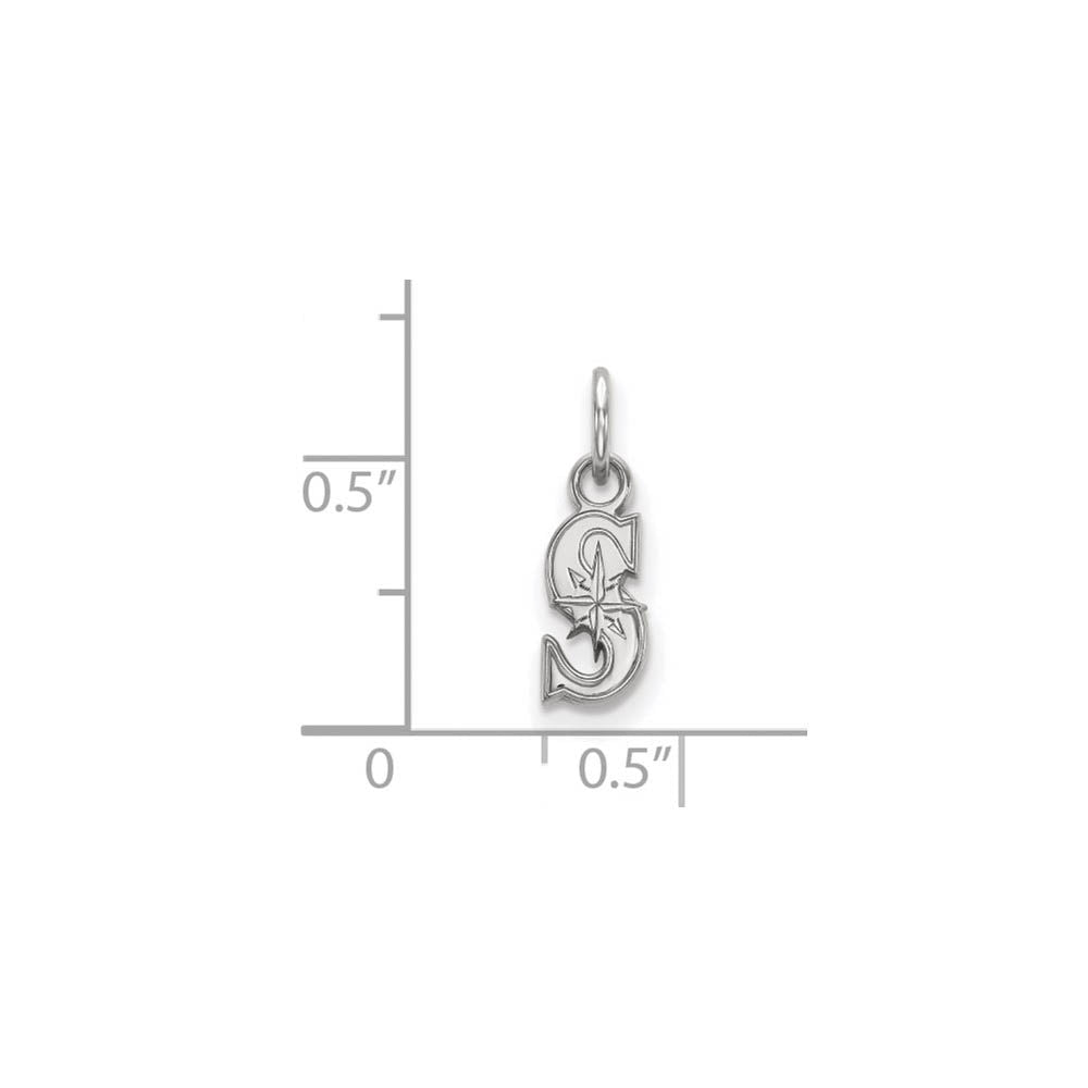 Alternate view of the 10K White Gold MLB Seattle Mariners XS (Tiny) Letter S Charm by The Black Bow Jewelry Co.