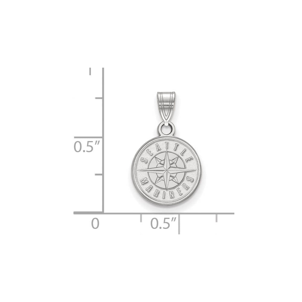 Alternate view of the 14K White Gold MLB Seattle Mariners Small Logo Disc Pendant by The Black Bow Jewelry Co.