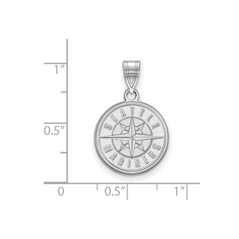 Alternate view of the 14K White Gold MLB Seattle Mariners Medium Logo Disc Pendant by The Black Bow Jewelry Co.