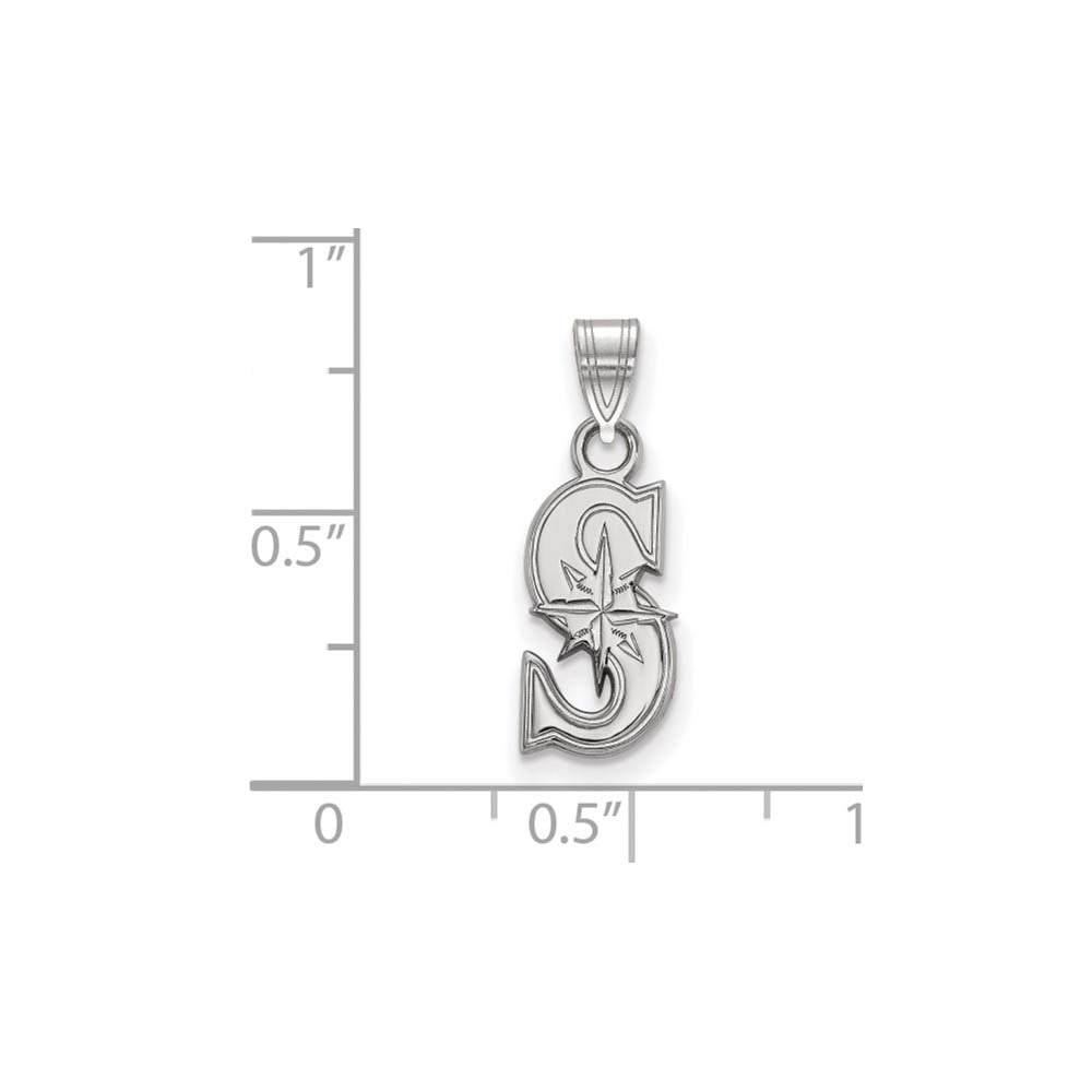 Alternate view of the Sterling Silver MLB Seattle Mariners Small Letter S Pendant by The Black Bow Jewelry Co.