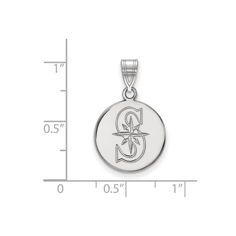 Alternate view of the Sterling Silver MLB Seattle Mariners MD Letter S Disc Pendant by The Black Bow Jewelry Co.