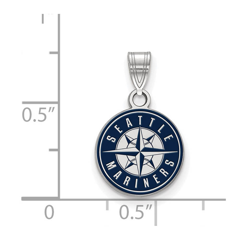 Alternate view of the Sterling Silver MLB Seattle Mariners SM Enamel Logo Pendant by The Black Bow Jewelry Co.