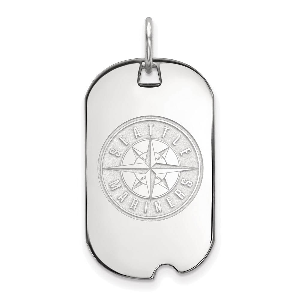Sterling Silver MLB Seattle Mariners Small Dog Tag Pendant, Item P33059 by The Black Bow Jewelry Co.