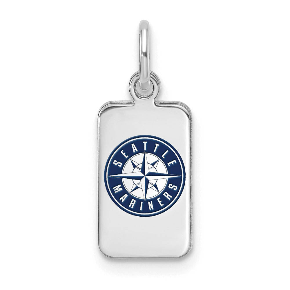 Sterling Silver MLB Seattle Mariners XS (Tiny) Enamel Tag Charm, Item P33063 by The Black Bow Jewelry Co.