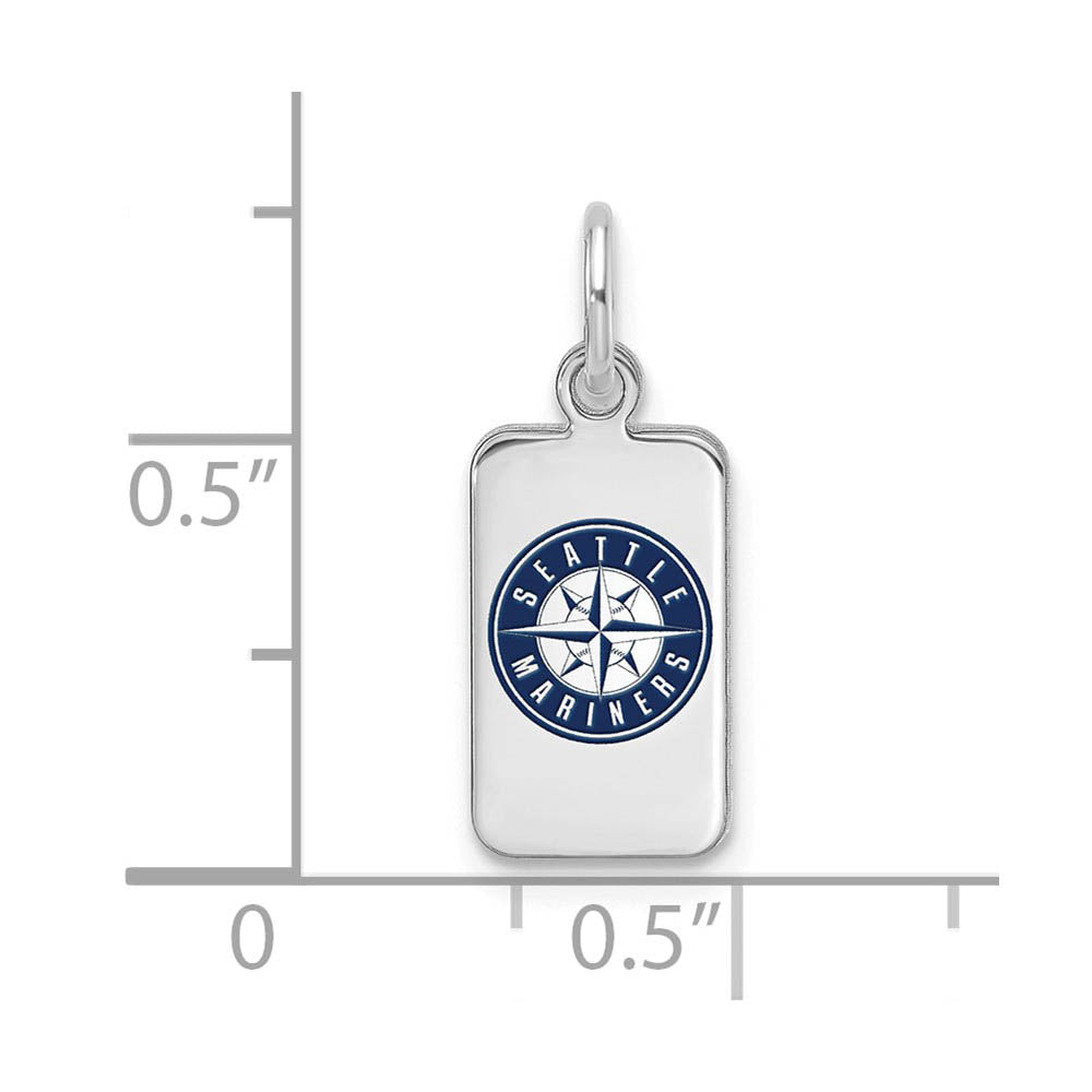 Alternate view of the Sterling Silver MLB Seattle Mariners XS (Tiny) Enamel Tag Charm by The Black Bow Jewelry Co.