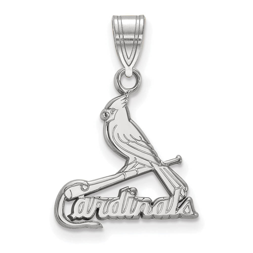 10K White Gold MLB St. Louis Cardinals Medium Script Logo Pendant, Item P33065 by The Black Bow Jewelry Co.