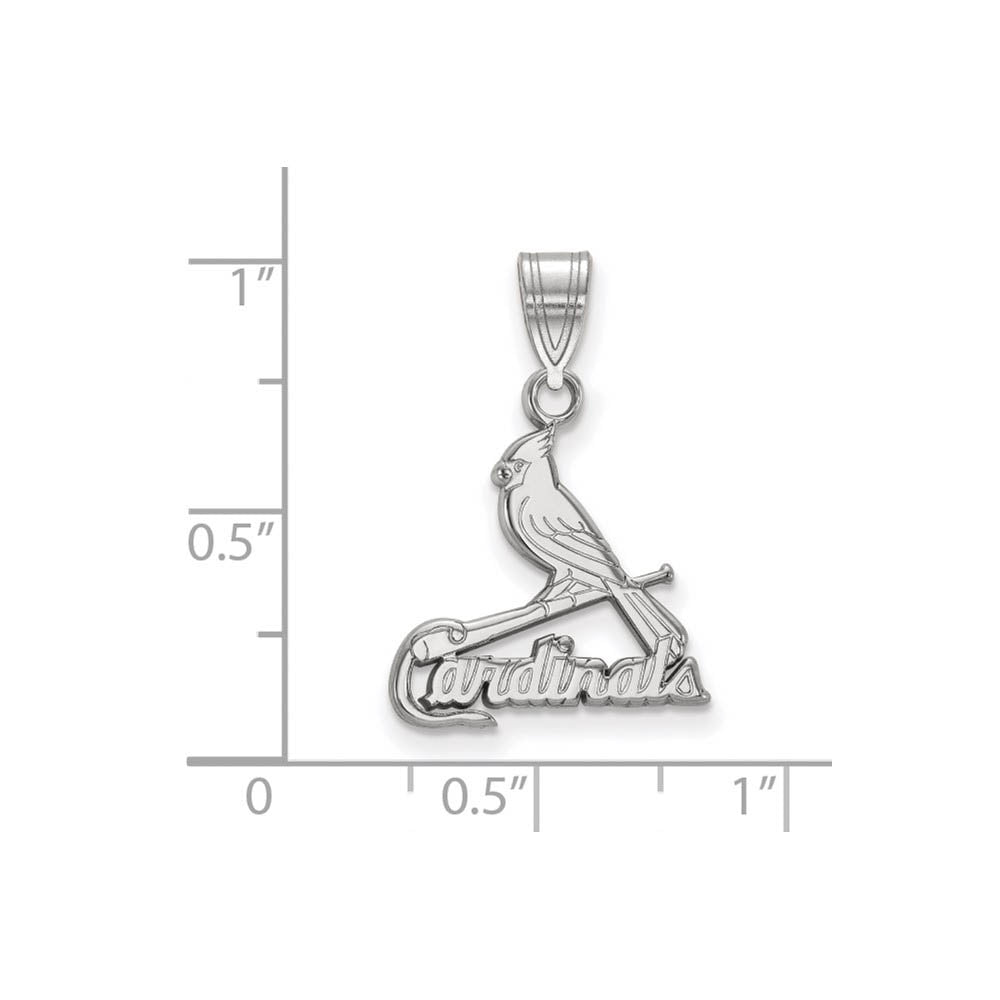 Alternate view of the 10K White Gold MLB St. Louis Cardinals Medium Script Logo Pendant by The Black Bow Jewelry Co.