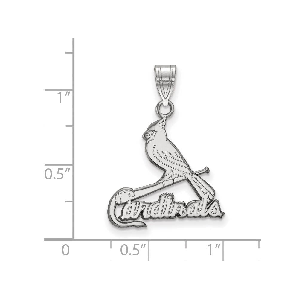 Alternate view of the 10K White Gold MLB St. Louis Cardinals Large Script Logo Pendant by The Black Bow Jewelry Co.