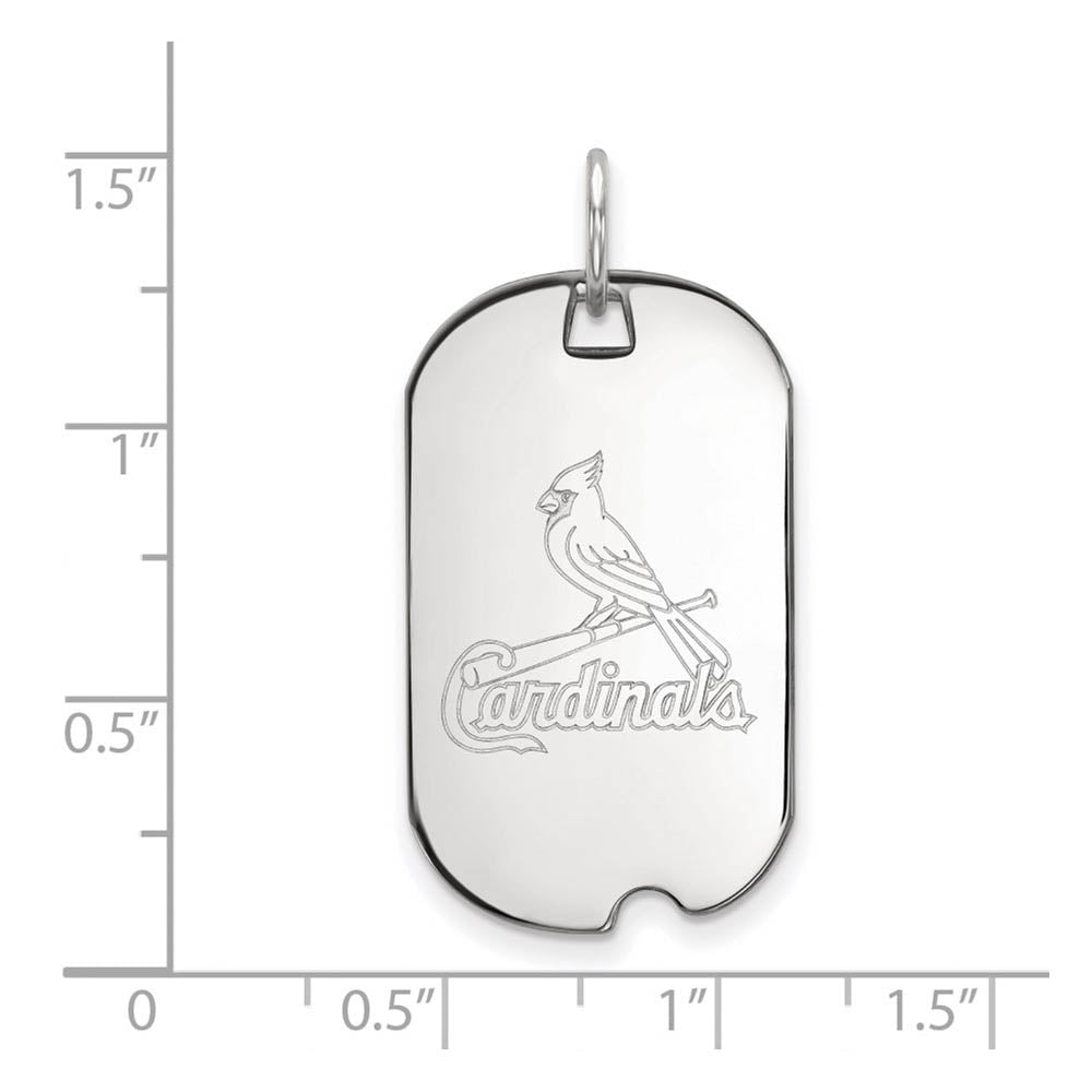 Alternate view of the 10K White Gold MLB St. Louis Cardinals Small Dog Tag Pendant by The Black Bow Jewelry Co.