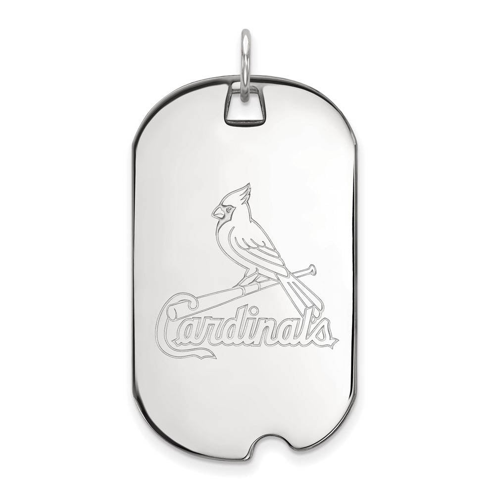 10K White Gold MLB St. Louis Cardinals Large Dog Tag Pendant, Item P33069 by The Black Bow Jewelry Co.