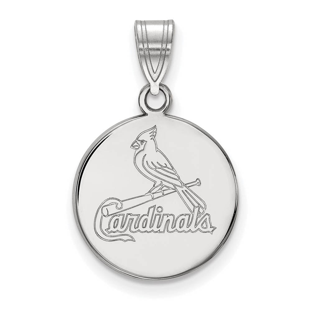 10K White Gold MLB St. Louis Cardinals Medium Disc Pendant, Item P33071 by The Black Bow Jewelry Co.
