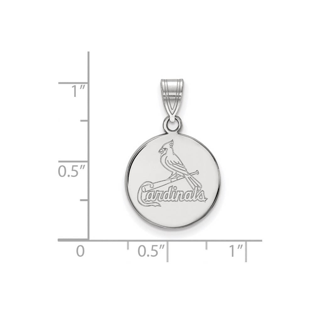 Alternate view of the 10K White Gold MLB St. Louis Cardinals Medium Disc Pendant by The Black Bow Jewelry Co.