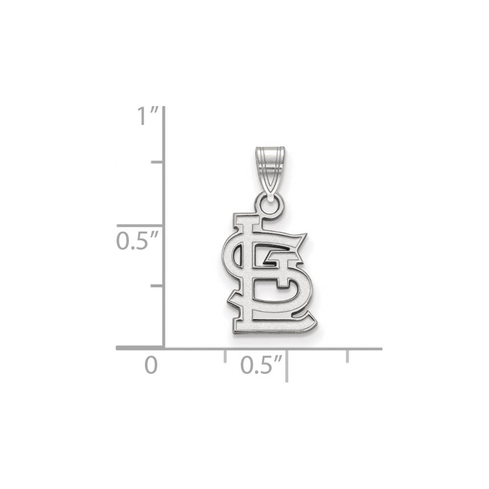 Alternate view of the 10K White Gold MLB St. Louis Cardinals Small STL Pendant by The Black Bow Jewelry Co.