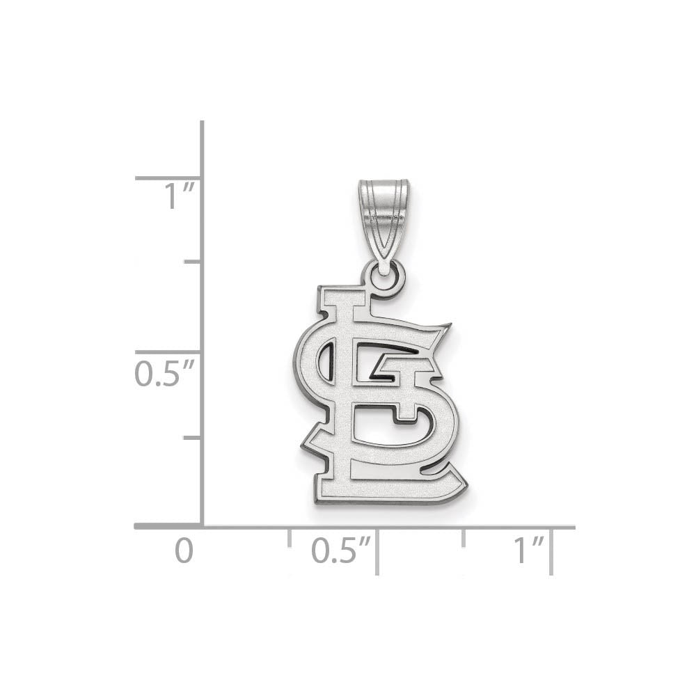 Alternate view of the 10K White Gold MLB St. Louis Cardinals Medium STL Pendant by The Black Bow Jewelry Co.