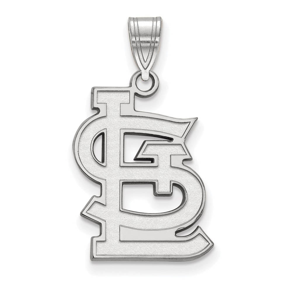 10K White Gold MLB St. Louis Cardinals Large STL Pendant, Item P33077 by The Black Bow Jewelry Co.