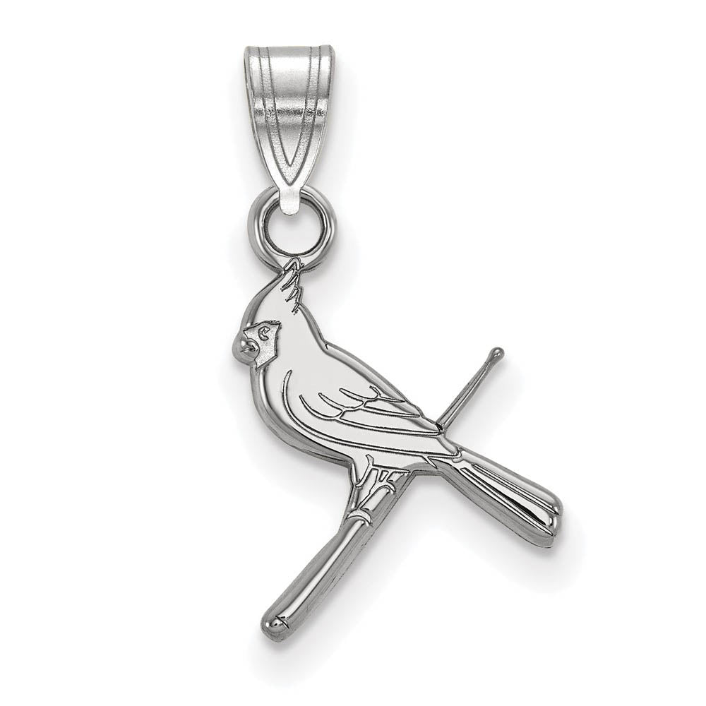 10K White Gold MLB St. Louis Cardinals Small Bird/Bat Pendant, Item P33078 by The Black Bow Jewelry Co.